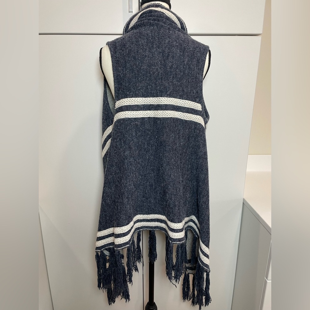 Anthropology Paper Crane Ethereal Wrap Vest Sleeveless Blue Taupe Reversible - Picture 5 of 8